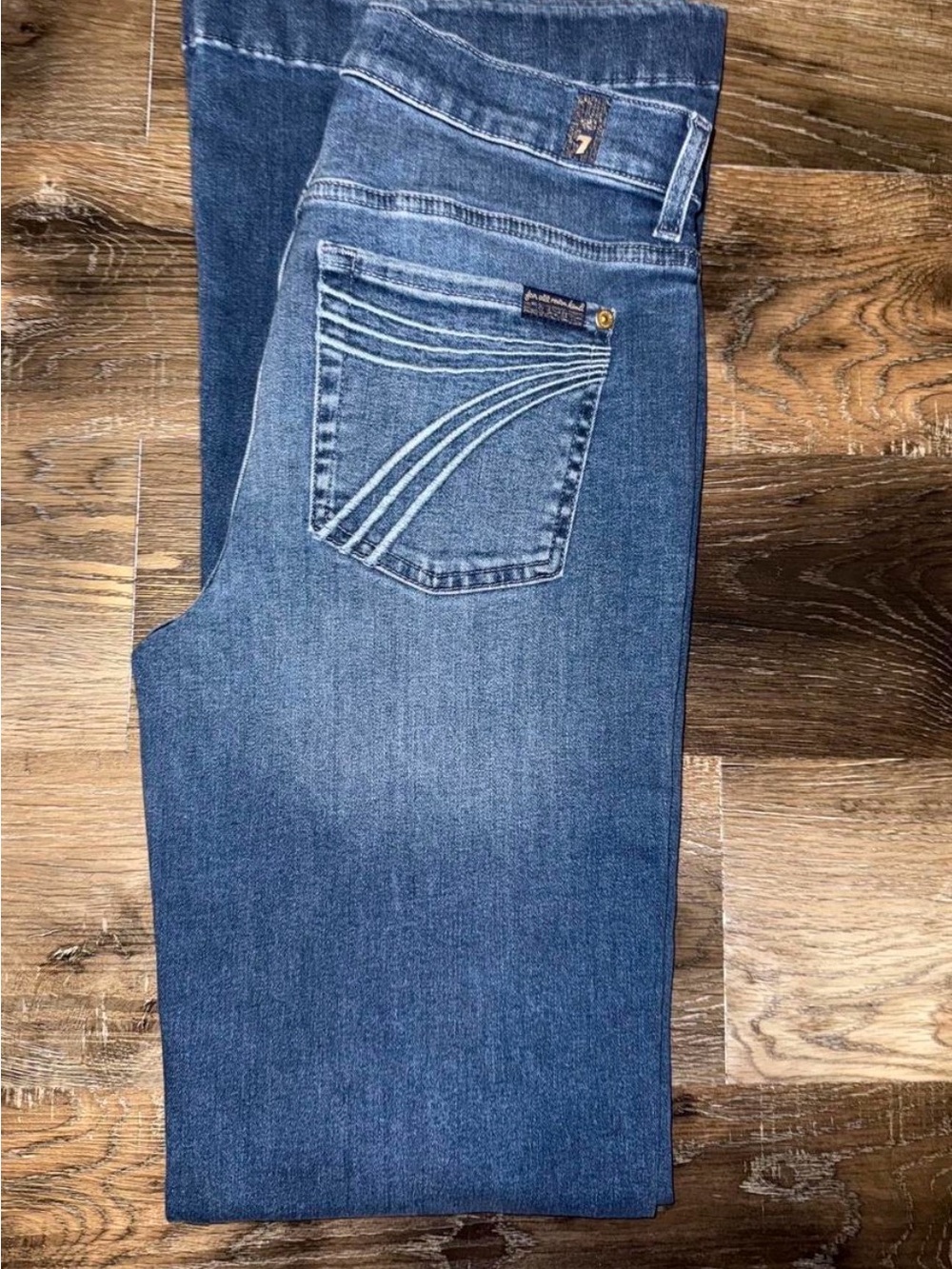 7 For All Mankind Women’s Straight Jeans in Medium Blue